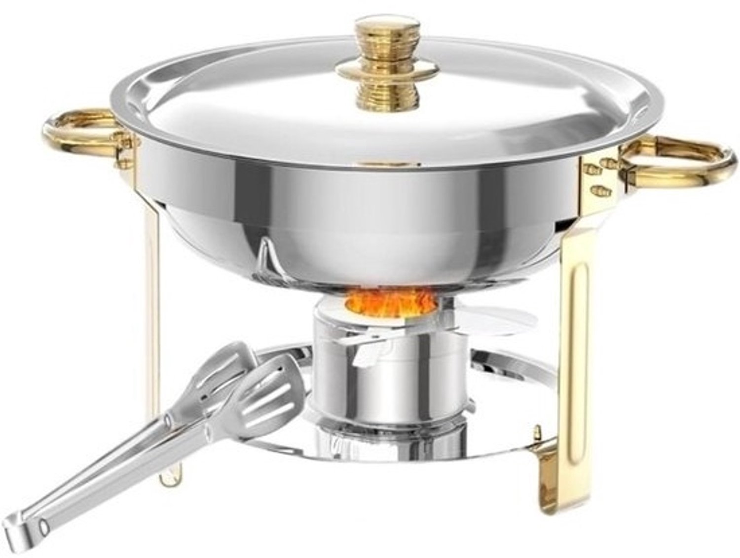 Buffetwarmhoudset - Warmhoudplaten - Gerechten Warm Houden - Gouden Afwerking - 5 Liter - Goud