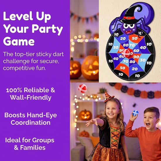 Halloween-dartbord - 12 kleverige ballen - veilig klittenband - leuk voor binnen en buiten - Homevero — afbeelding 3