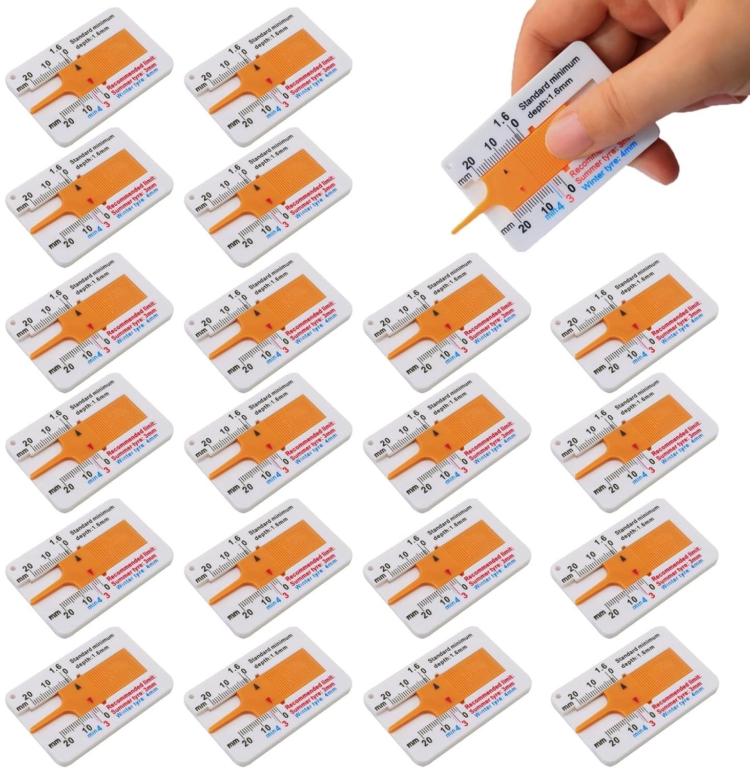 Bandenprofieldieptemeter - Zwart - 0-20 mm - Nauwkeurige Meting voor Veilig Rijden