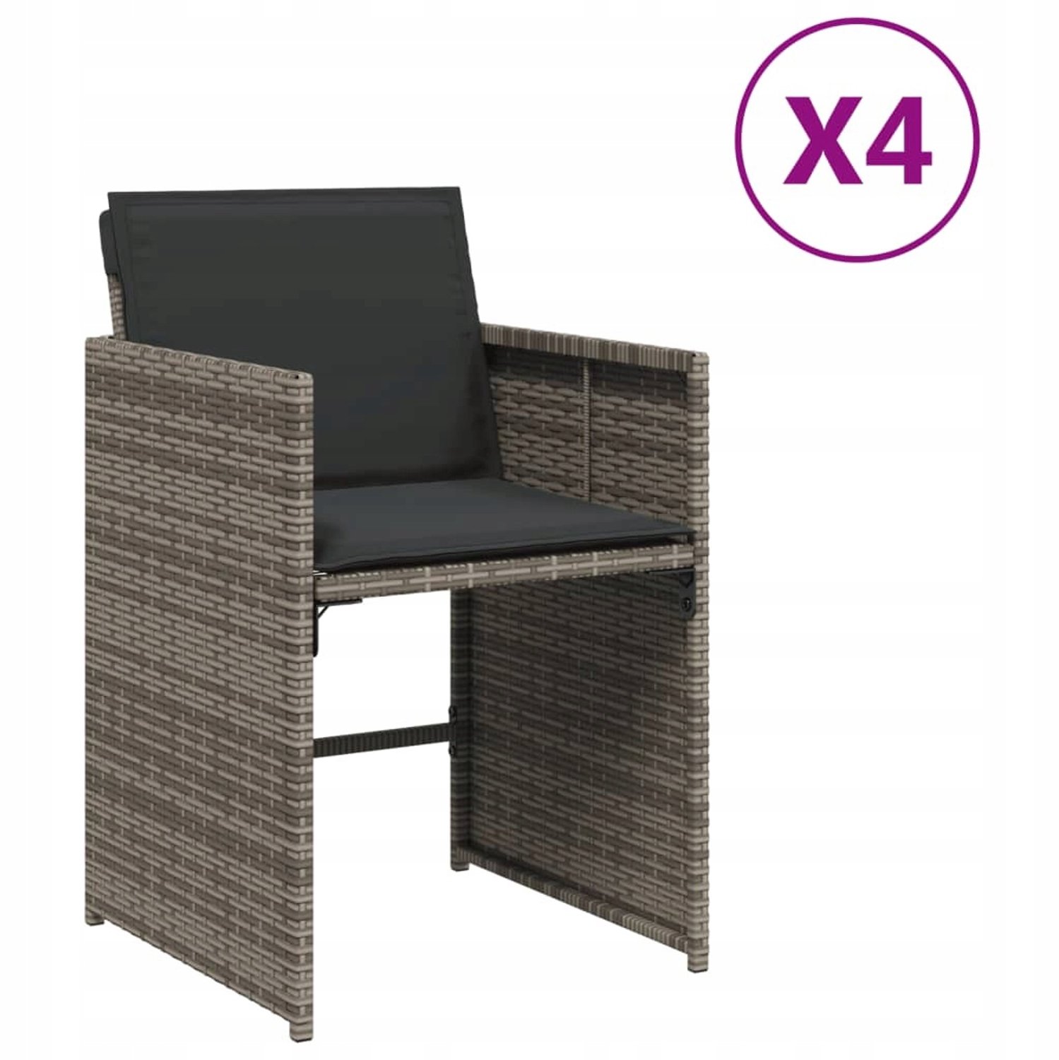 4x Tuinstoel met Kussen - Stabiel Rotan voor Balkon & Terras