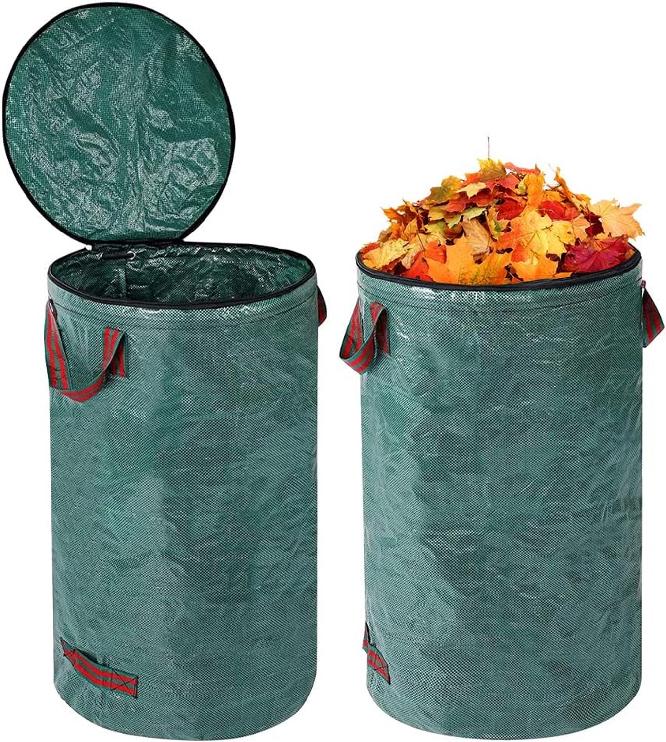 mizikuu 2 x 120 liter tuinafvalzak, stabiel, bladzak, tuinzak met deksel en 4 handgrepen, zelfstaand, groene - ShopVlot