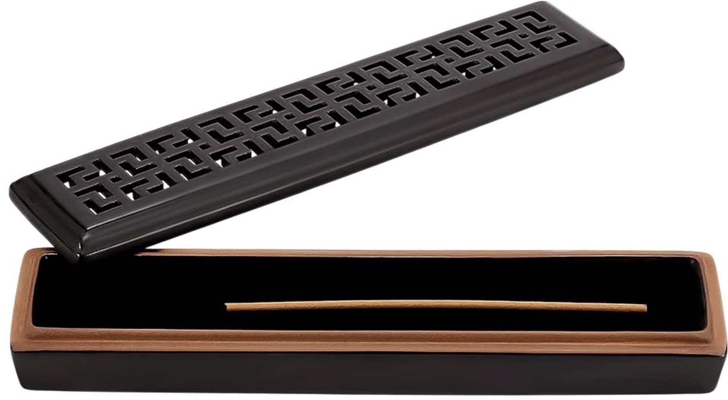 SnelShoppen - Porseleinen Wierookhouder voor Sticks 247x56x35MM Zwart Zen Decor voor Thuis en Kantoor, Meditatie, Yoga en Spa