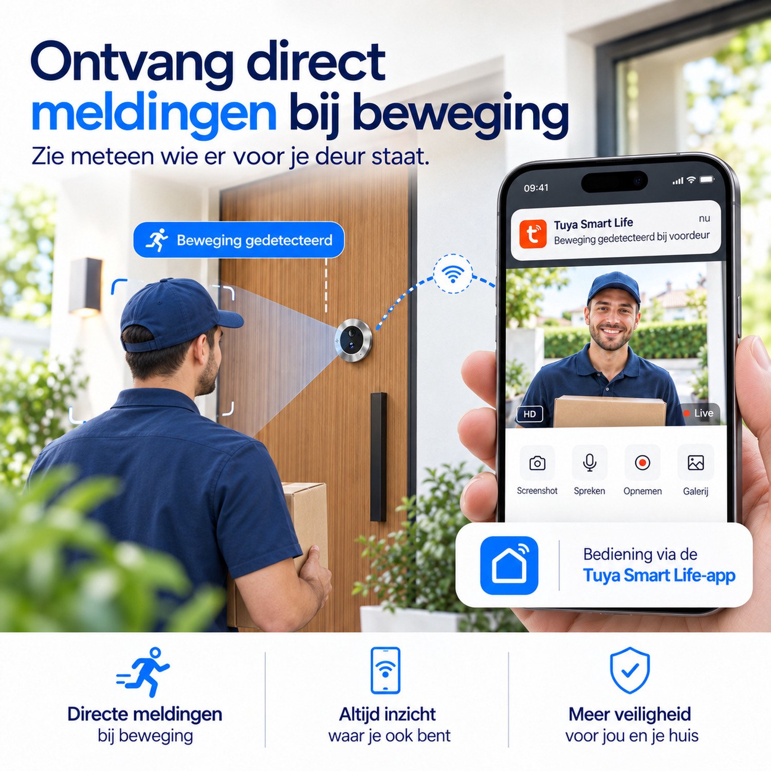 Smart Digitale Deurspion 3MP met Nachtzicht en Tweeweg Audio - afbeelding 3