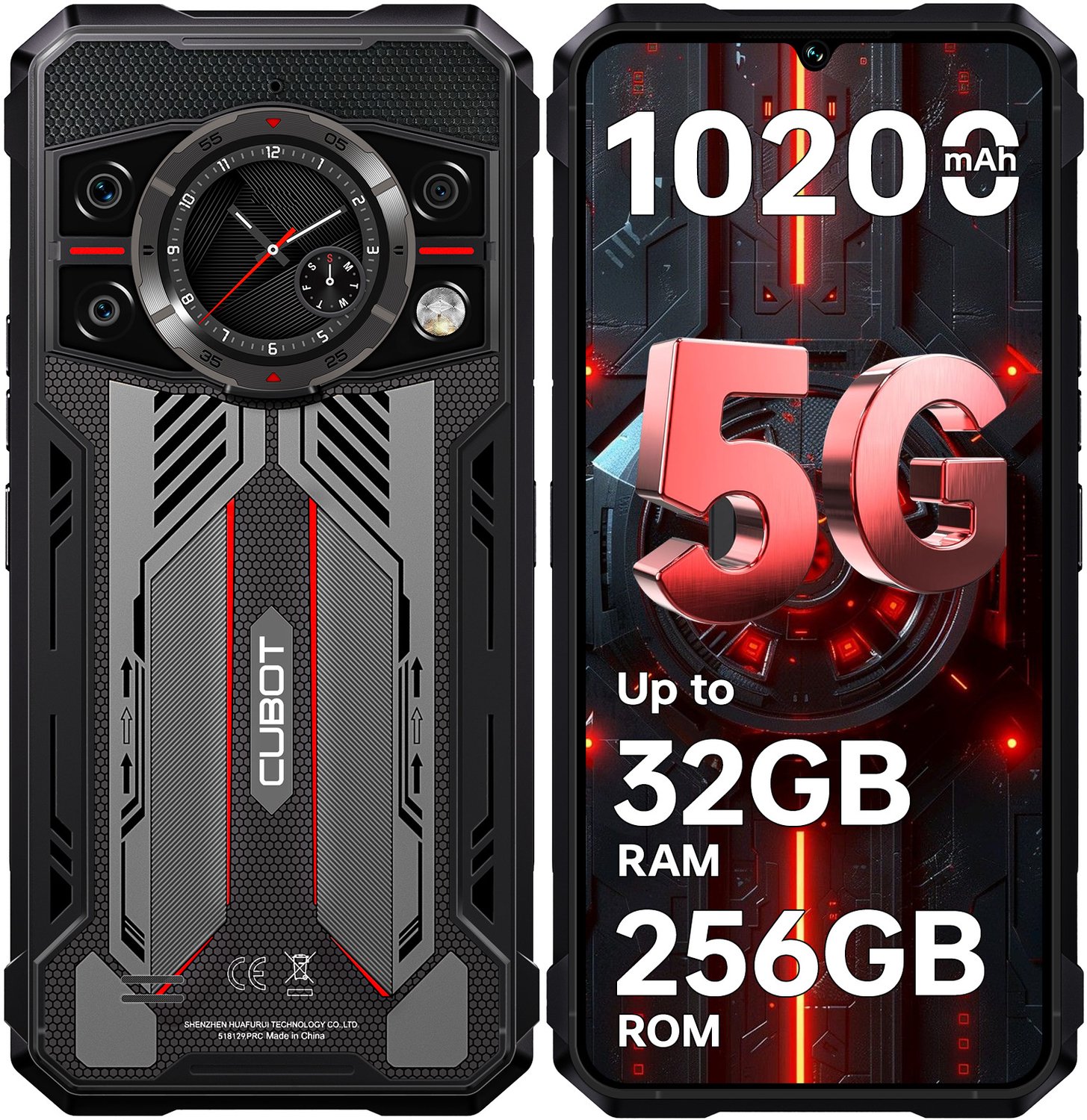 CUBOT KingKong 11 5G outdoor Smartphone 32GB RAM-256GB ROM-6,72"120Hz FHD+ scherm-108MP+Nachtvisie-10200mAh-Android15
