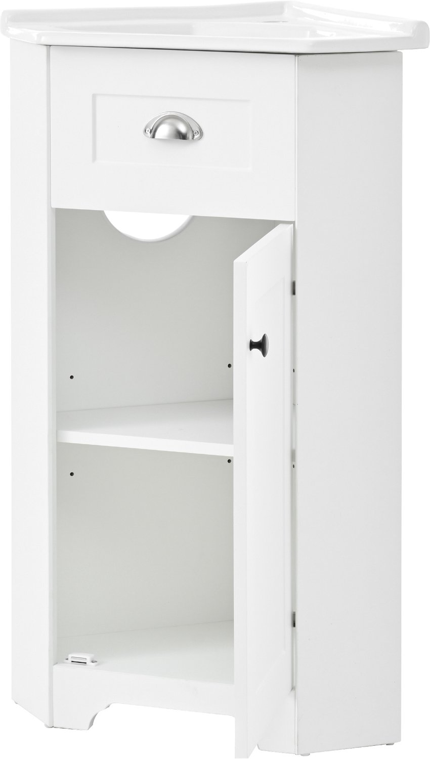 Wastafelkast 59 × 42,5 × 90,5 cm - Met Keramische Wastafel En Opbergruimte - Vrijstaand Badkamermeubel Van Wit MDF