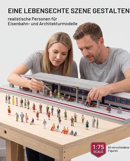 60 Miniatuur Figuurtjes 1:75 Schaal Model Mensen Zittend Staand Architectuurmodel Bouw Doe-het-zelf Landschap — cadeau in Cadeau-ideeën - foto 5