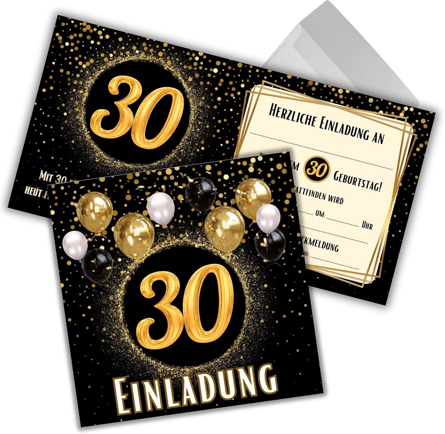 30e verjaardag - 12 stuks met enveloppen - 12x12 cm