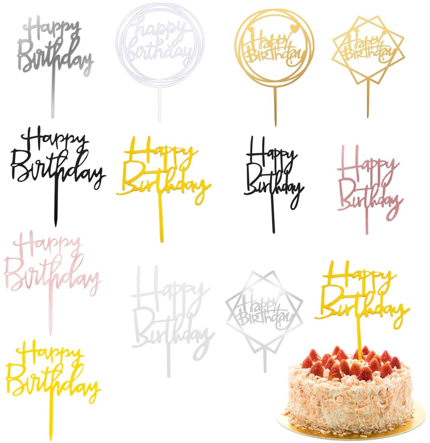 12 Caketoppers voor verjaardagstaart