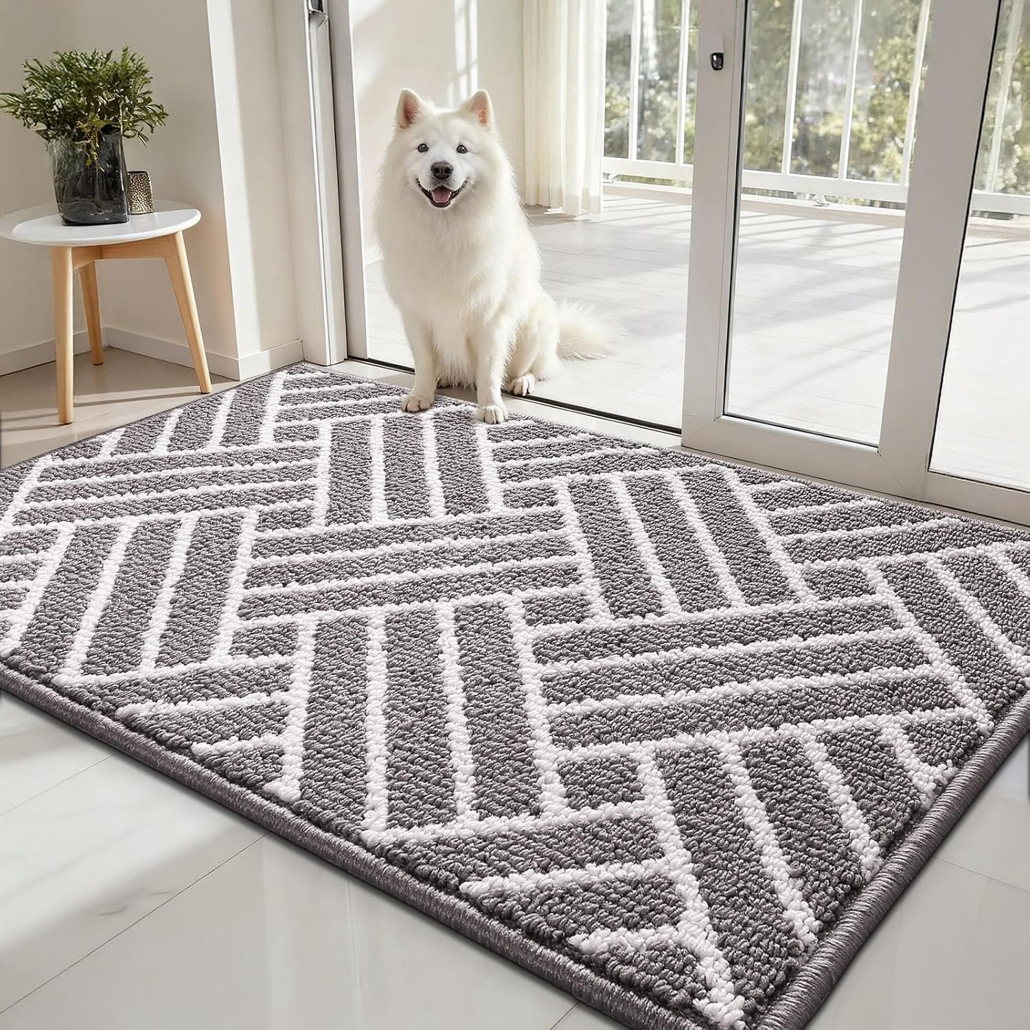 Deurmat 80x120 cm - wasbare mat met lijnenpatroon