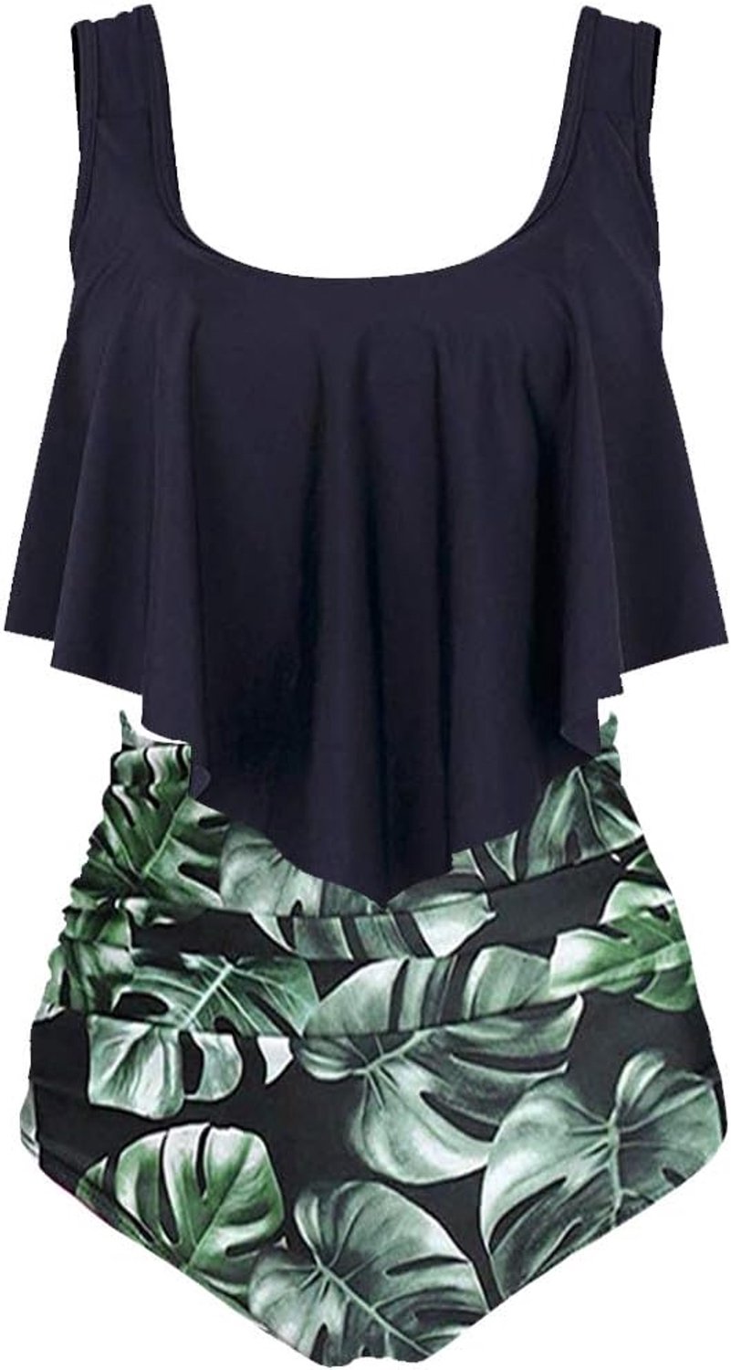 Badpak met ruches en hoge taille