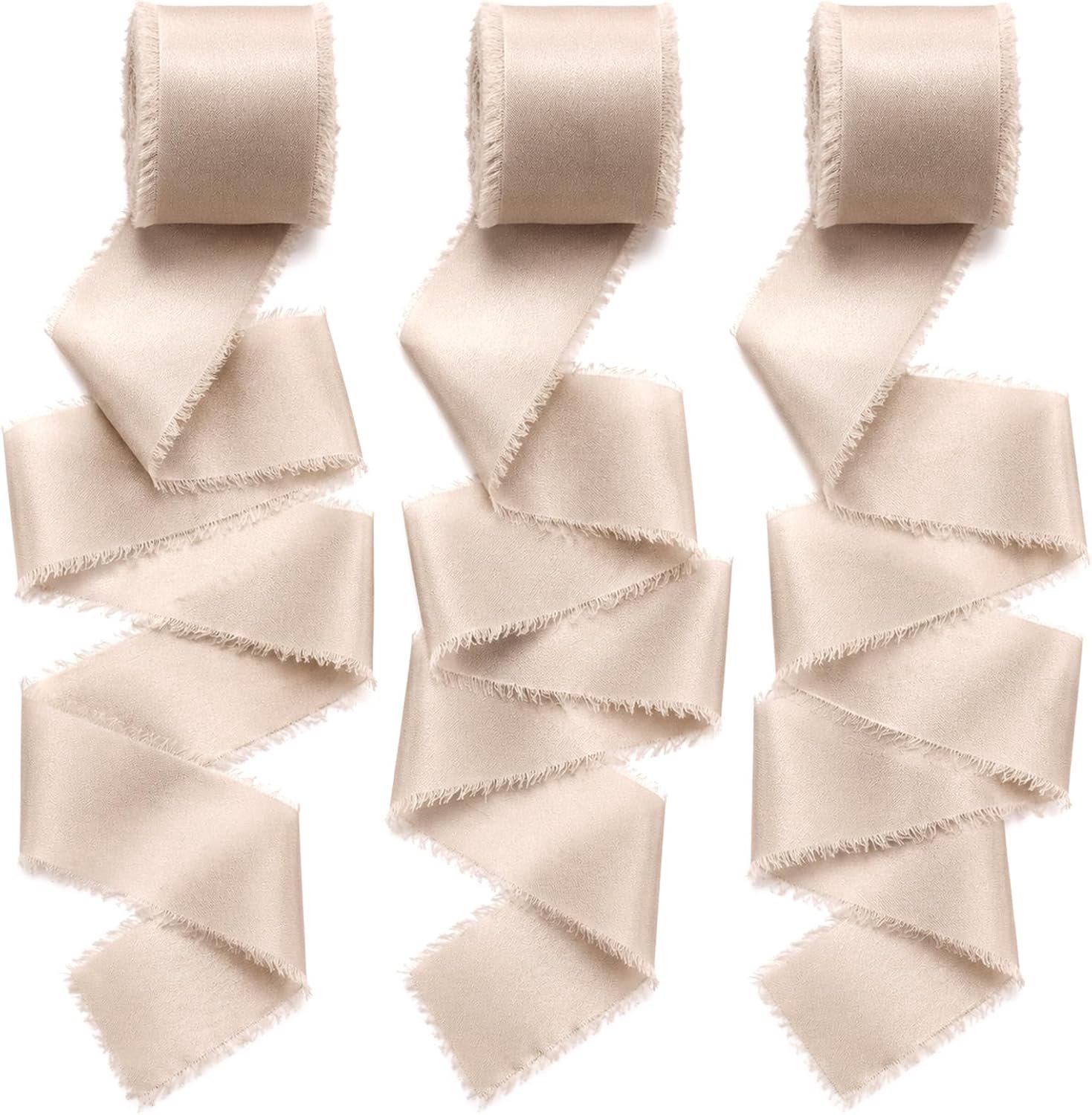 Lintenband voor cadeaus, bruiloft, chiffon, 4 cm x 13,5 m, beige