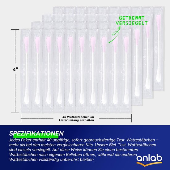Lood-testset | Snelle resultaten in minder dan 30 seconden | All-in-One zonder azijn | Test lood op gelakte oppervlakken, hout, metaal en meer | Mon wattenschijfjes — afbeelding 4