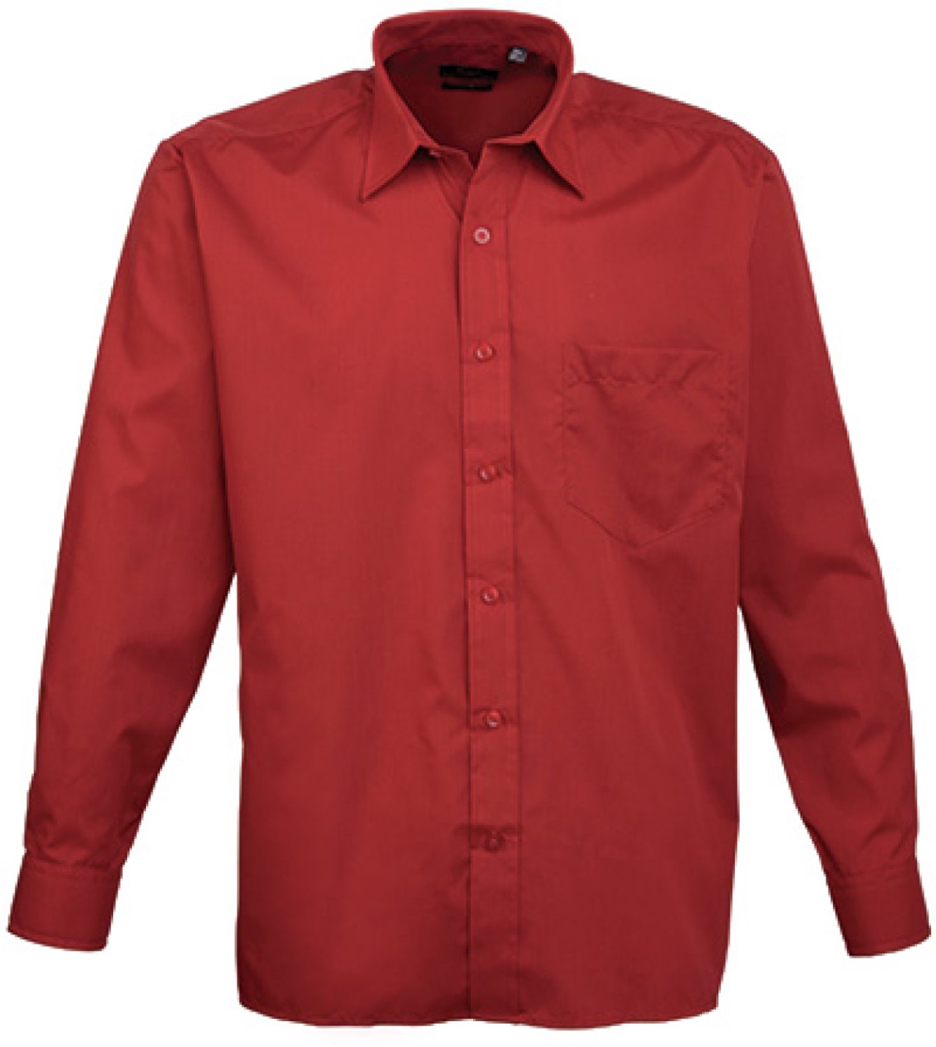Premier Workwear - Men´s Poplin Long Sleeve Shirt - Burgundy - 42 (16H)