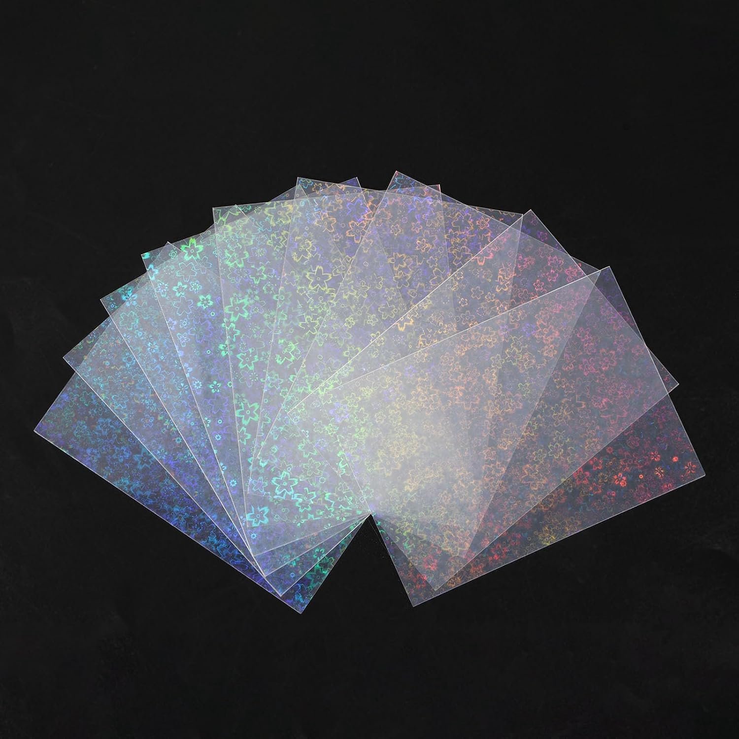 Fotokaarthoesjes 9,1x6,5cm - Laserflitsende holografische folie - Bloemmotief - Geschikt voor kaartliefhebbers - m-winkel