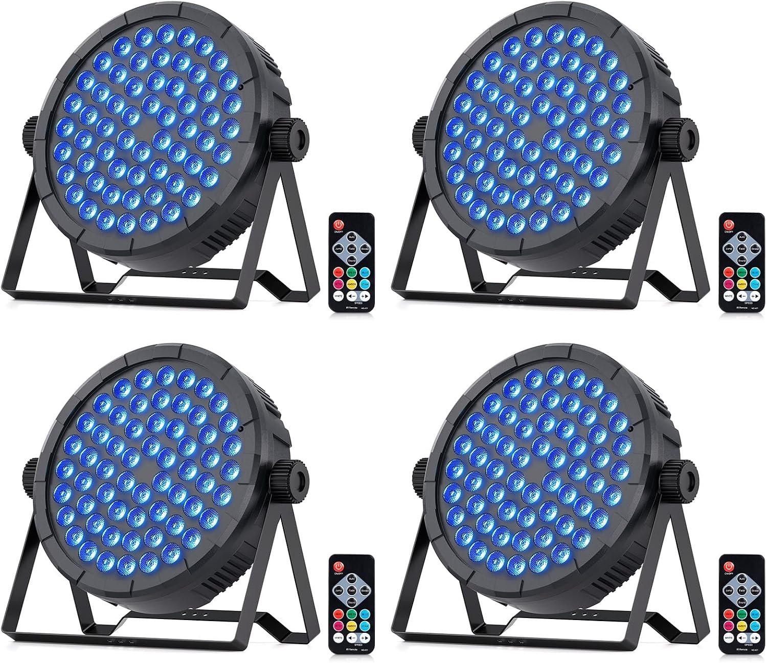 4-delige LED-spots met afstandsbediening, 60 LED's, 4-6 uur batterijduur, voor feest, bar, bruiloft, Halloween en Kerstmis