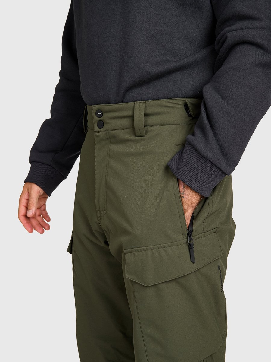 Brunotti Footrail-Cargo Skibroek Heren Deep Ski Broek Fleece Lining 15K Waterproof Relaxed Fit Groen