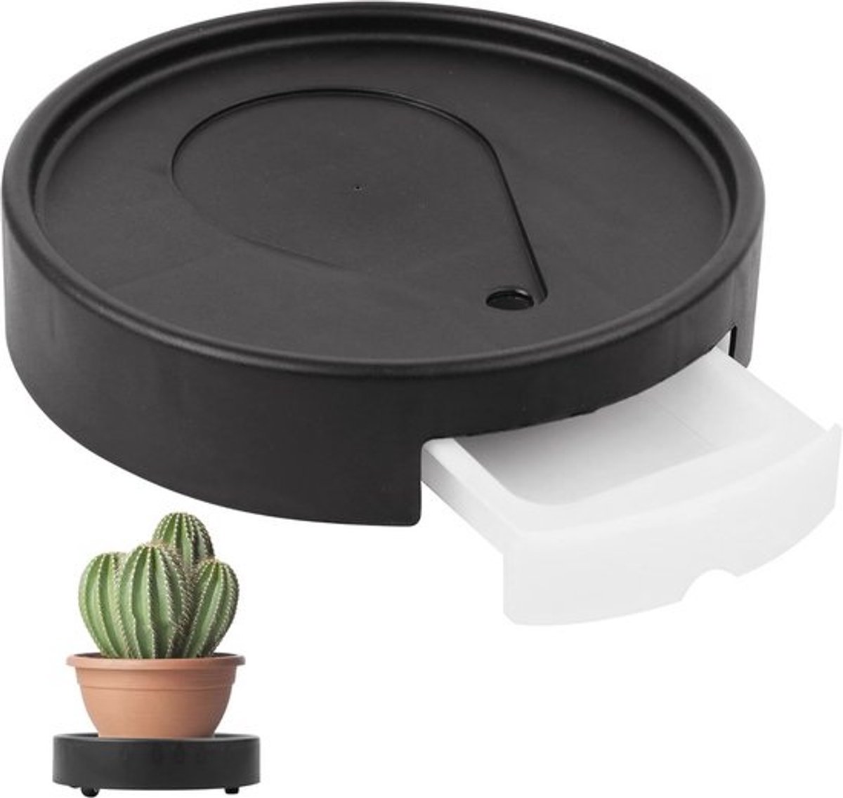 Ronde plantenroller - voor binnen en buiten - Ø 20 cm - met 50 kg draagkracht en waterbak