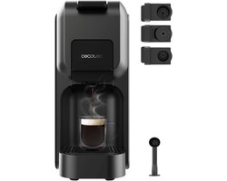 Cecotec Kapselmaschine Freestyle Compact Black. 1350W, Thermoblock-Heizung, Forcearoma-Technologie 20 Bar, 4-in-1 Espresso-Maschine. Geeignet für gemahlenen Kaffee, Dolce Gusto, Nespresso und K-Fee