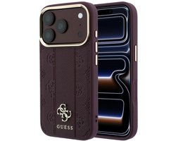 Guess Hoesje Geschikt voor iPhone 18 Pro Max - Peony Stripe Hard Case - Compatibel met MagSafe - Back Cover met Magneet - Burgundy Image