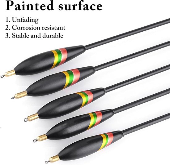Dailygoods- Visdobberset 5-delig - Flexibele Waggler Drijvers - Perfect voor Forelvissen - Laadvermogen 2,5 g - Sterke Kleuren - Geschikt voor Meer/Rivier/Vijver - Dobbers van Dailygoods — afbeelding 2