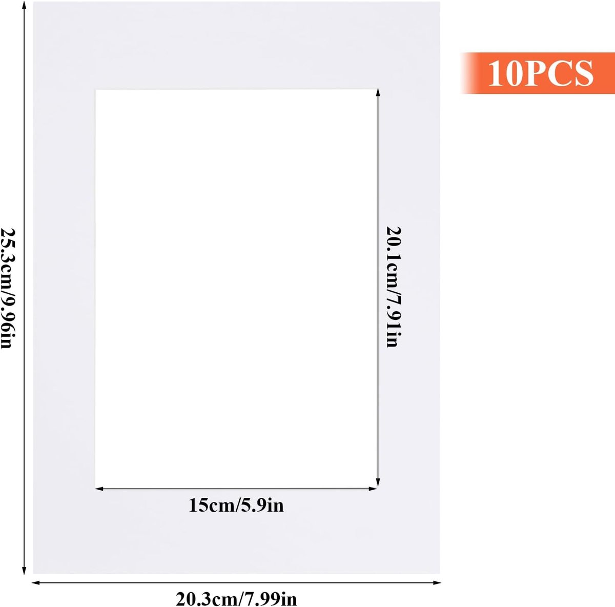 10Pcs Frame Photo Mats,Paper Photo Mat,Rectangular Photo Frame Mat Board,Photo Cardboard Mounts Inside Aperture,White - ShopVlot