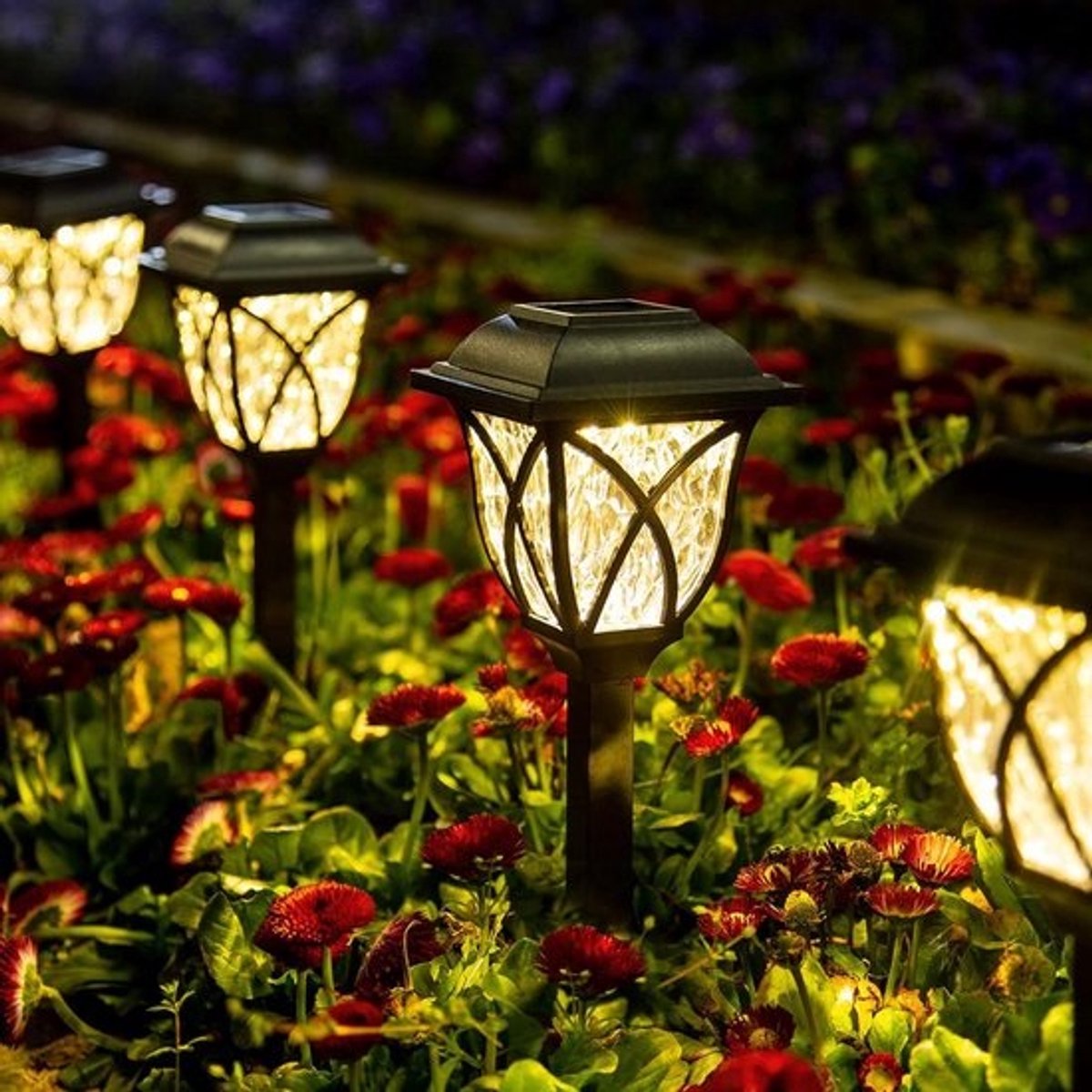 Zonne-padverlichting 6 stuks - led-tuinverlichting op zonne-energie - waterdicht - warm wit - voor buiten