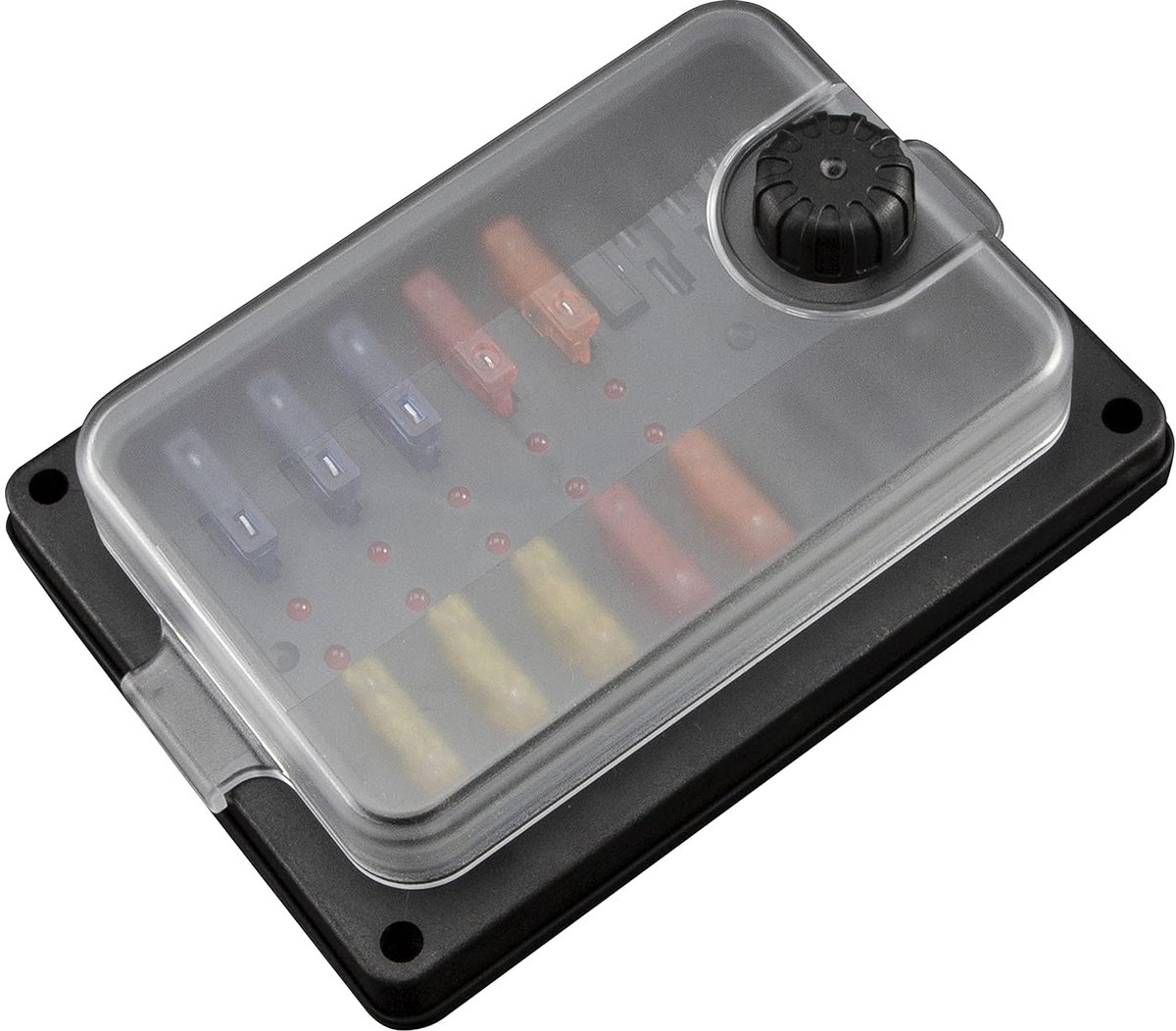 Zekeringhouder voor 10-voudig, waterdicht, 12 V-32 V, platte zekering, zekeringkast met display, negatieve beschermafdekking, bus voor auto, boot, camper, bestelwagen, SUV, vrachtwagen
