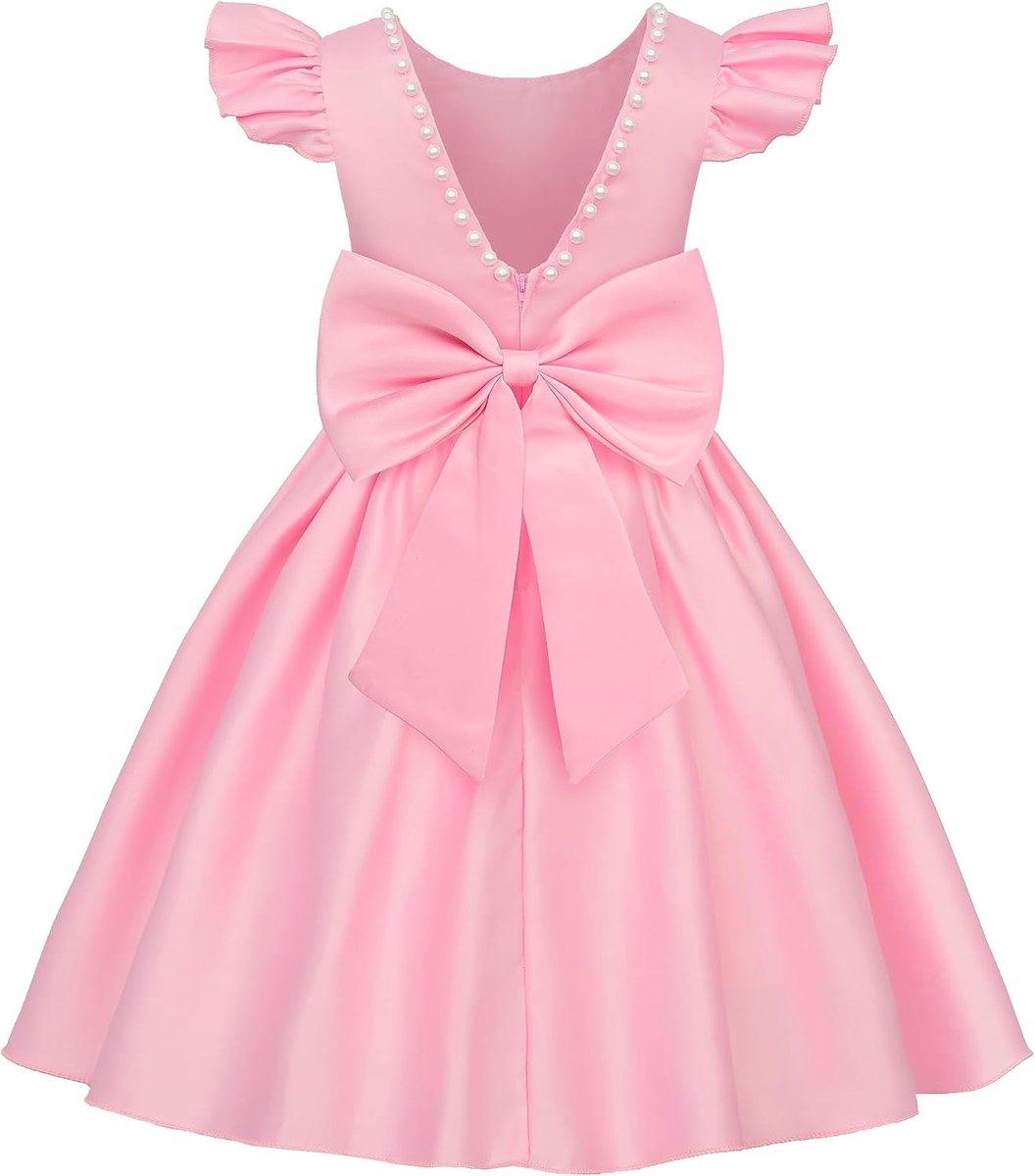 Meisjes Feestjurk met Parels en Strik, Elegante Prinsessenjurk