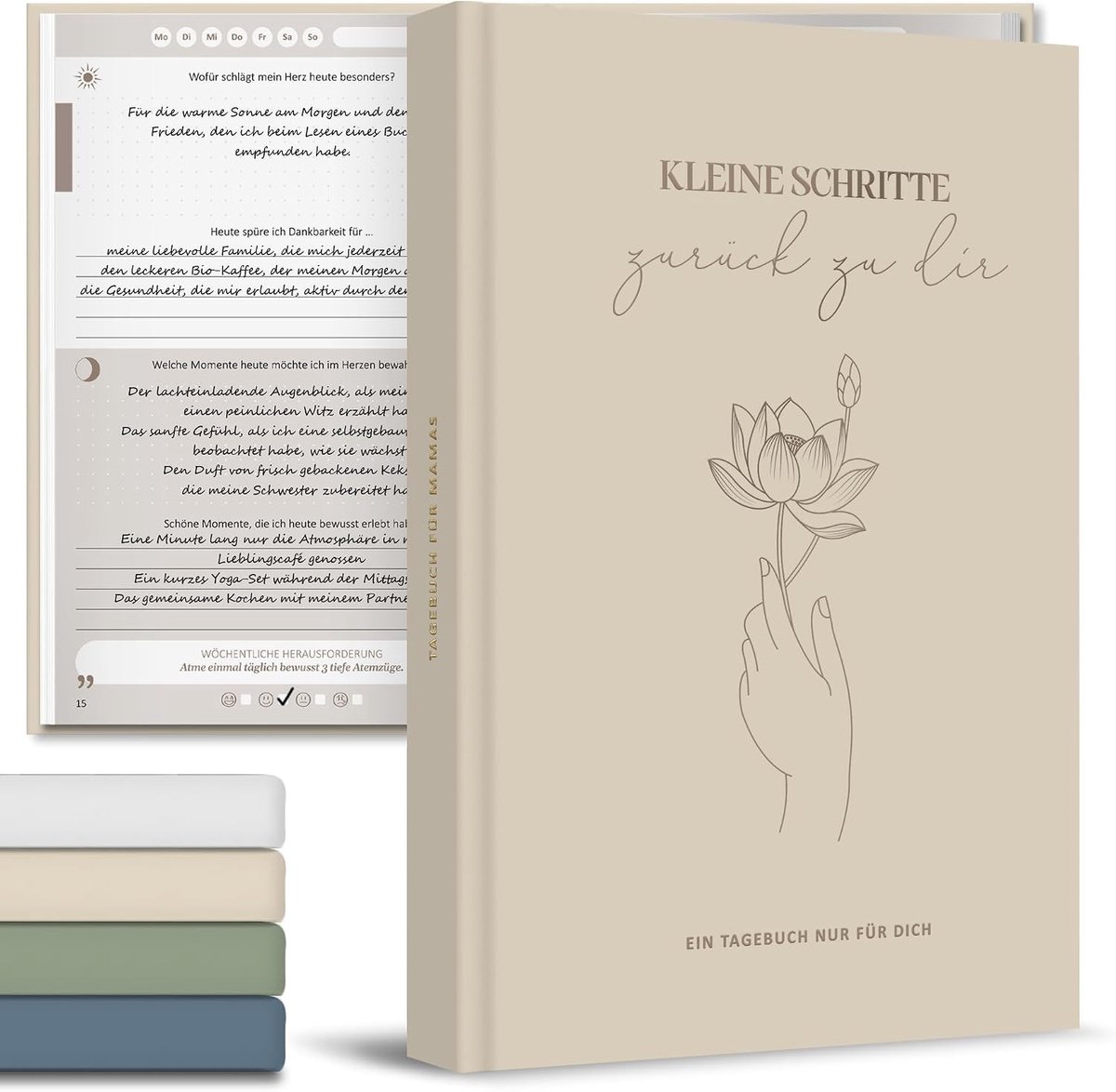 Dagboek voor Mama met Bloemenmotief in Kaki - Persoonlijk Notitieboek voor Herinneringen en Creatieve Ideeën