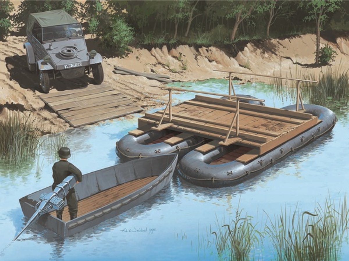 Dragon Modelbouwpakket Diorama - 6135 Duitse Pontonbrug Set WWII voor Diorama Plastic - 1:35 - Modelbouw