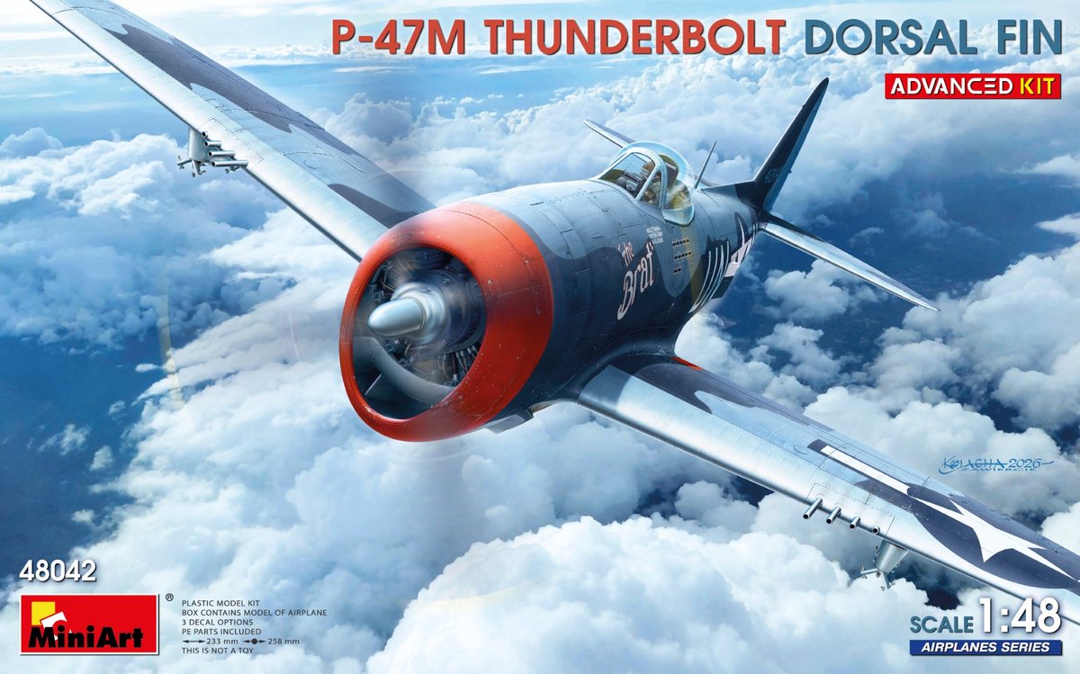 MiniArt Modelbouwpakket Vliegtuigen - 48042 Republic P-47M Thunderbolt Dorsal Fin WWII - Advanced Kit - Amerikaans Jachtvliegtuig Plastic - 1:48 - Modelbouw