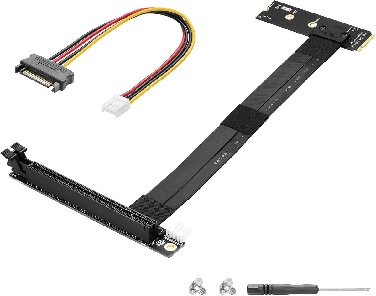 CERRXIAN M.2 NGFF to PCI-e 16x Graphics Riser Card, 90 Degree Left M.2 NGFF Key to PCI-Express 16X Extension Cable - ShopVlot