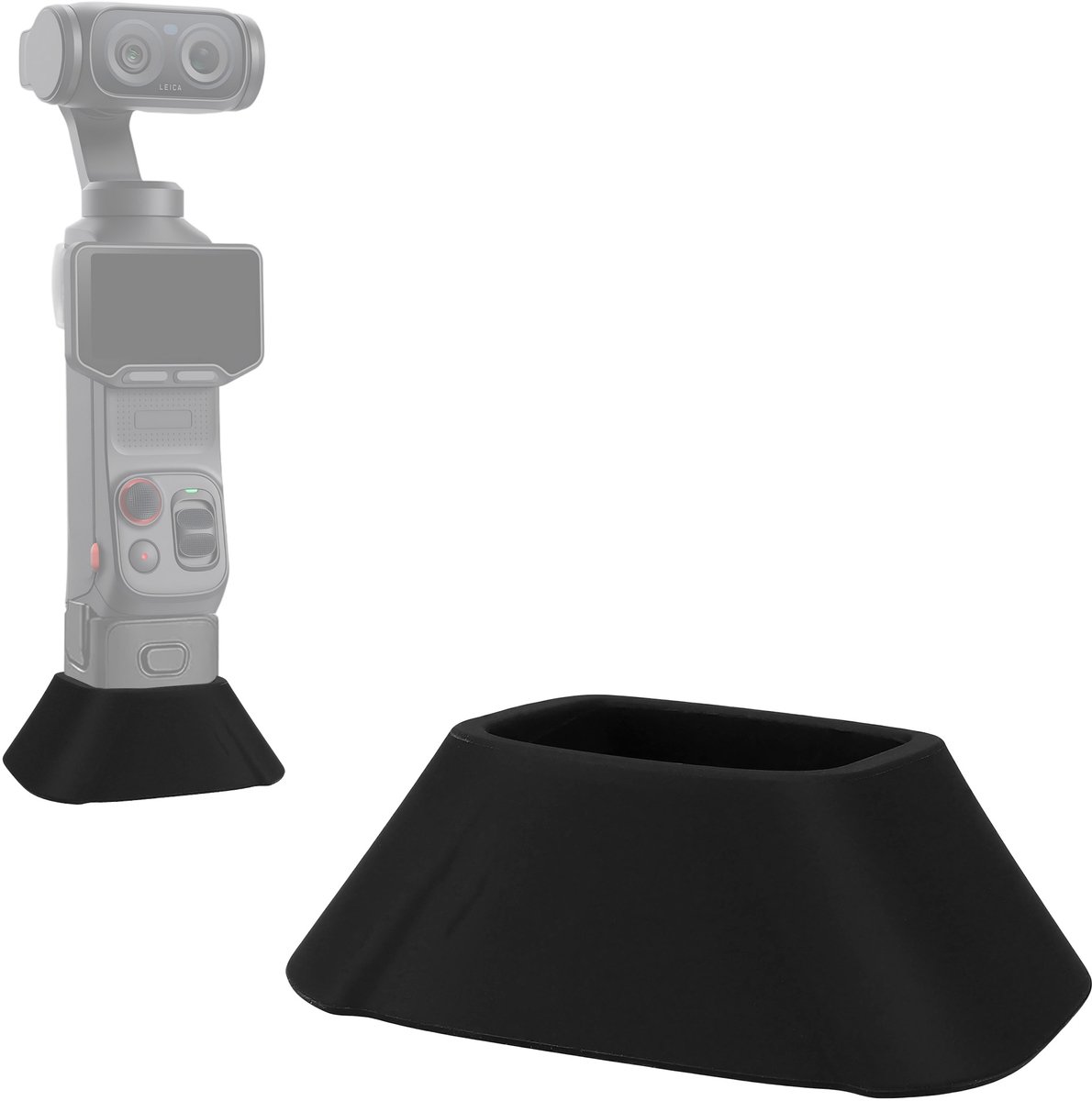 kwmobile Siliconen houder voor Insta360 Luna Ultra - Zelfklevende dashboard camerastandaard, compact met opening voor USB-kabel, zwart