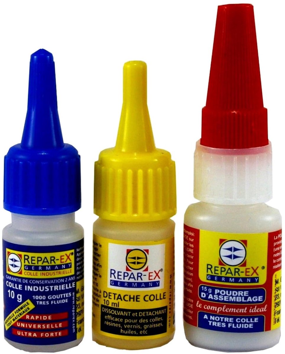 Reparatie set met superlijm 10 g - Versterkingspoeder 15 g - Lijmverwijderaar 10 ml - Voor sterke hechting - ShopVlot
