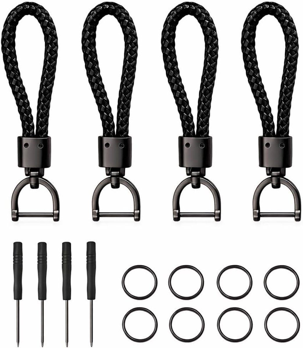 4 Pcs Car Motorcycle Key Chains in Black, Robust Car Key Chain with D-ring for Car Keys and Motorcycle Keyrings - ShopVlot
