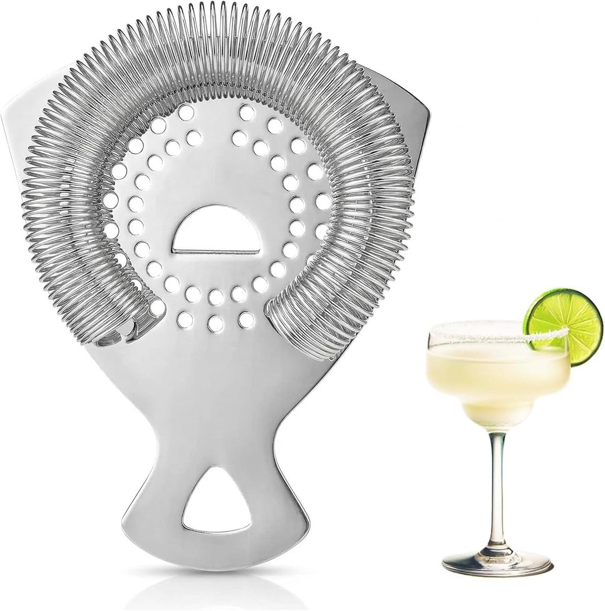 Cocktailzeef, cocktailaccessoires, barzeef van roestvrij staal, geschikt voor alle shakers, zeef roestvrij staal, gieten, fijne cocktailzeef, bartrainer, hoogwaardige baraccessoires