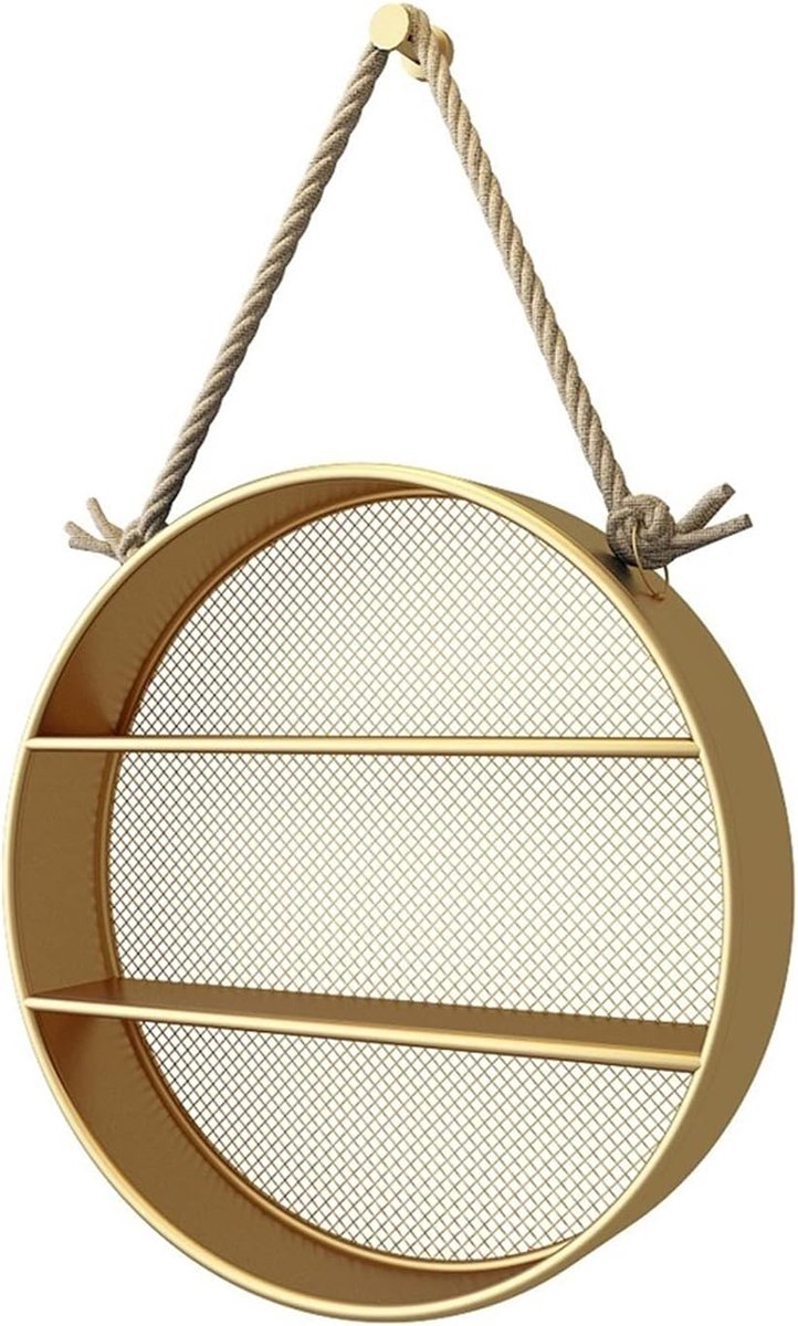 Wall Rack Smeedijzeren Muur Rack Nordic Woonkamer Slaapkamer Wanddecoratie Display Stand (Color : Gold)