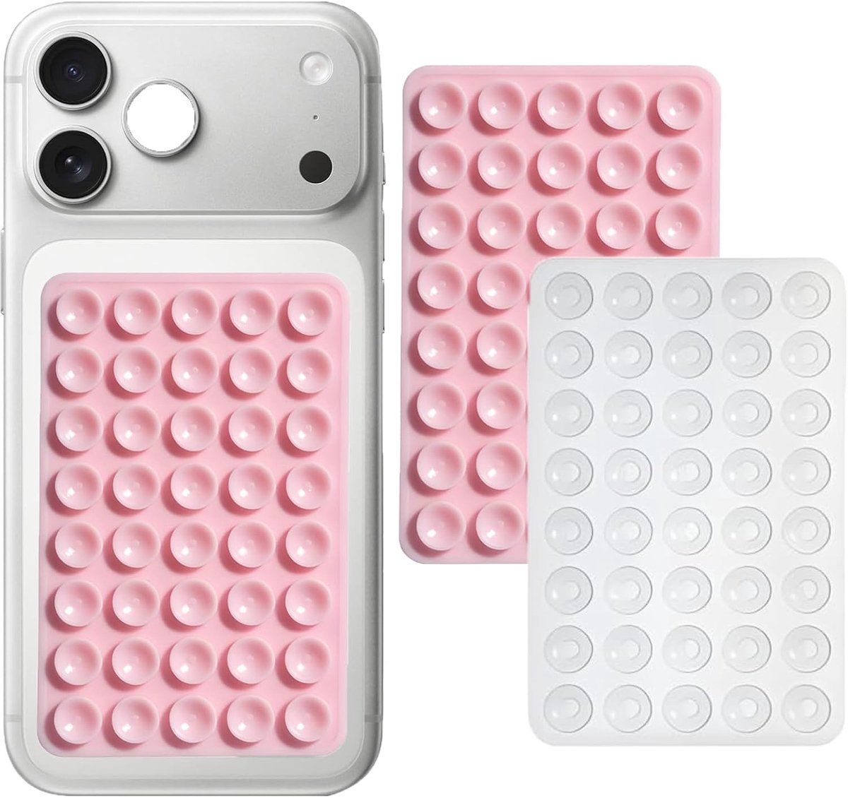 2 stuks mobiele telefoon zuignap, afneembare mobiele telefoon zuignap houder, handsfree telefoonhouder, voor alle mobiele telefoons modellen (roze en wit 40)