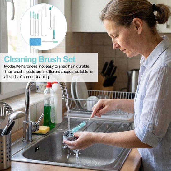 10 stuks multifunctionele reinigingsborstelset, kleine reinigingsborstels, raamgroeven, reinigingsborstelset voor keuken, badkamer, ijsblokjesmachine, reinigingsborstel, klein, voor nauwe ruimtes — afbeelding 5