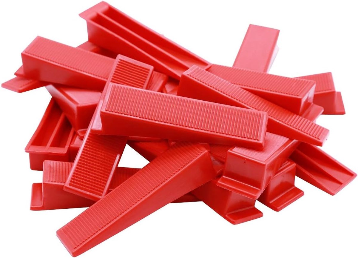 Tegelleghulp set 2 mm met tang en tegelwiggen rood nivelleringssysteem afstandhouders treklussen tegelgereedschap professioneel systeem