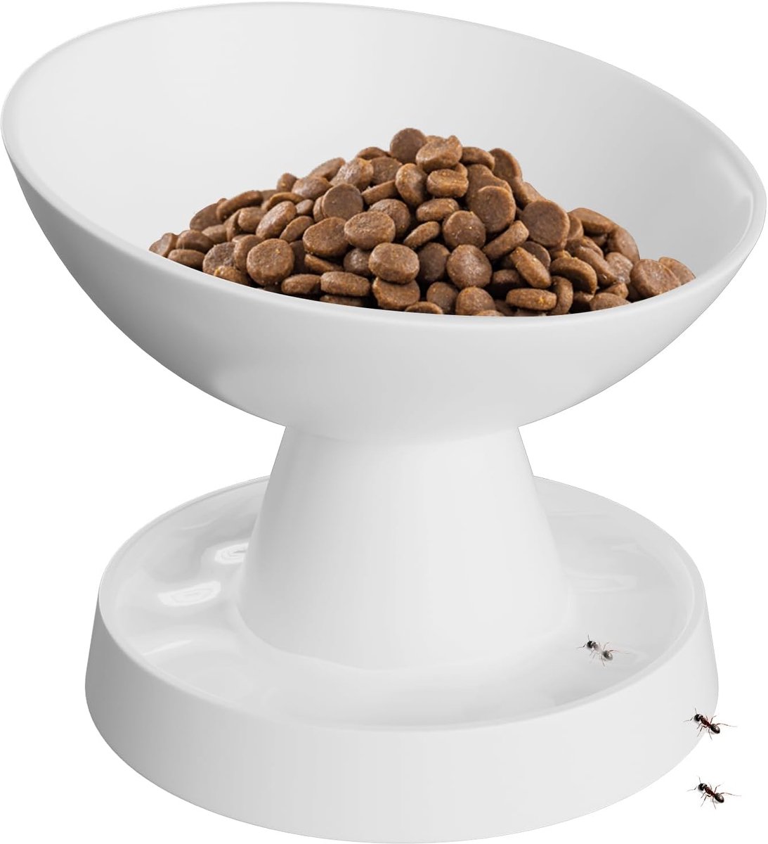 Kattenbak verhoogd met mierenbescherming, 15° gekanteld design | Verhoogde voerbak voor katten, snorvriendelijk en anti-braken, antislip, voederstation voor katten