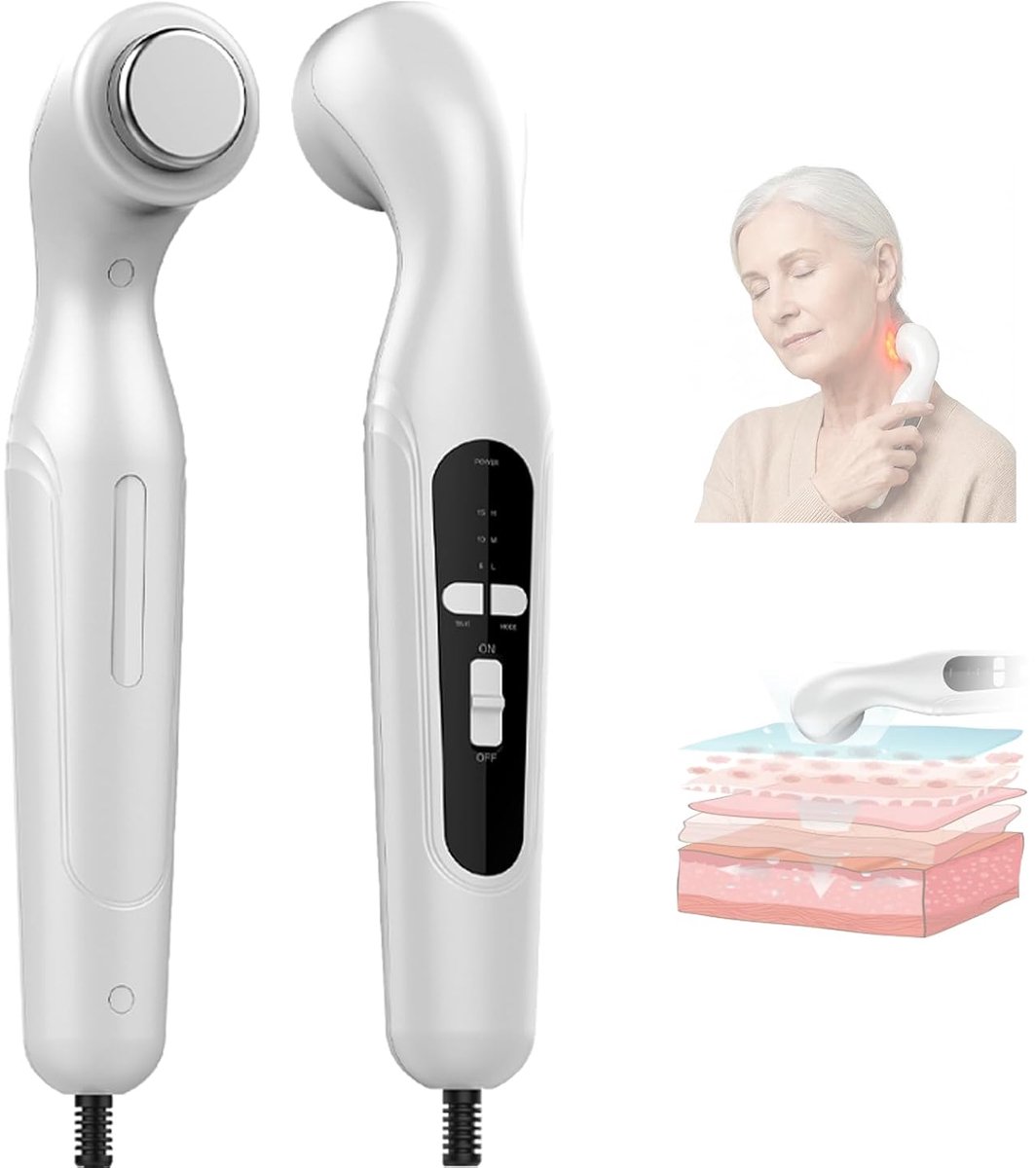 Ultrasoon apparaat voor thuis, ultrasoon handapparaat, geluidsgolfapparaat voor pijntherapie en artrose, ultrasoon massageapparaat voor spier- en rugpijn, 3 snelheden