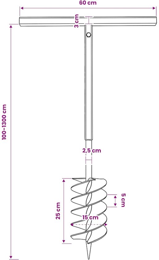 vidaXL - Grondboor - met - handvat - 150 - mm - en - verlengstukken - 13 - m - (staal) van VidaXL — afbeelding 3