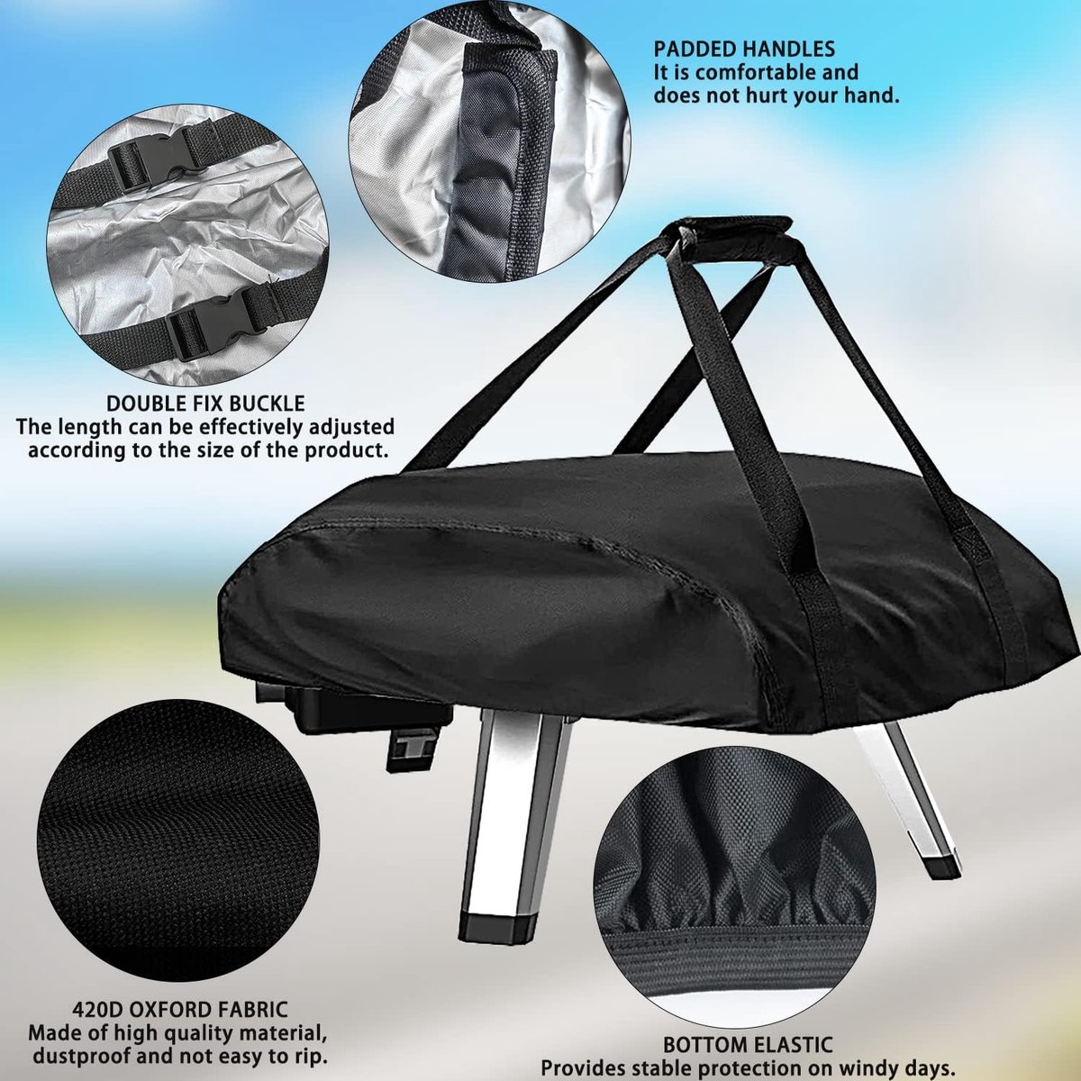 Pizza Oven Cover for Ooni Koda 12,420D Waterproof Weatherproof Oxford Fabric Pizza Oven Carry Bag Pizza Oven - ShopVlot – foto 5