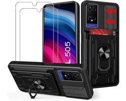 MEMELOKA TCL 505 Case + 2 Pieces Protective Film Hard PC Case TPU Shockproof Bumper Phone Case Camera Slide Cover - ShopVlot