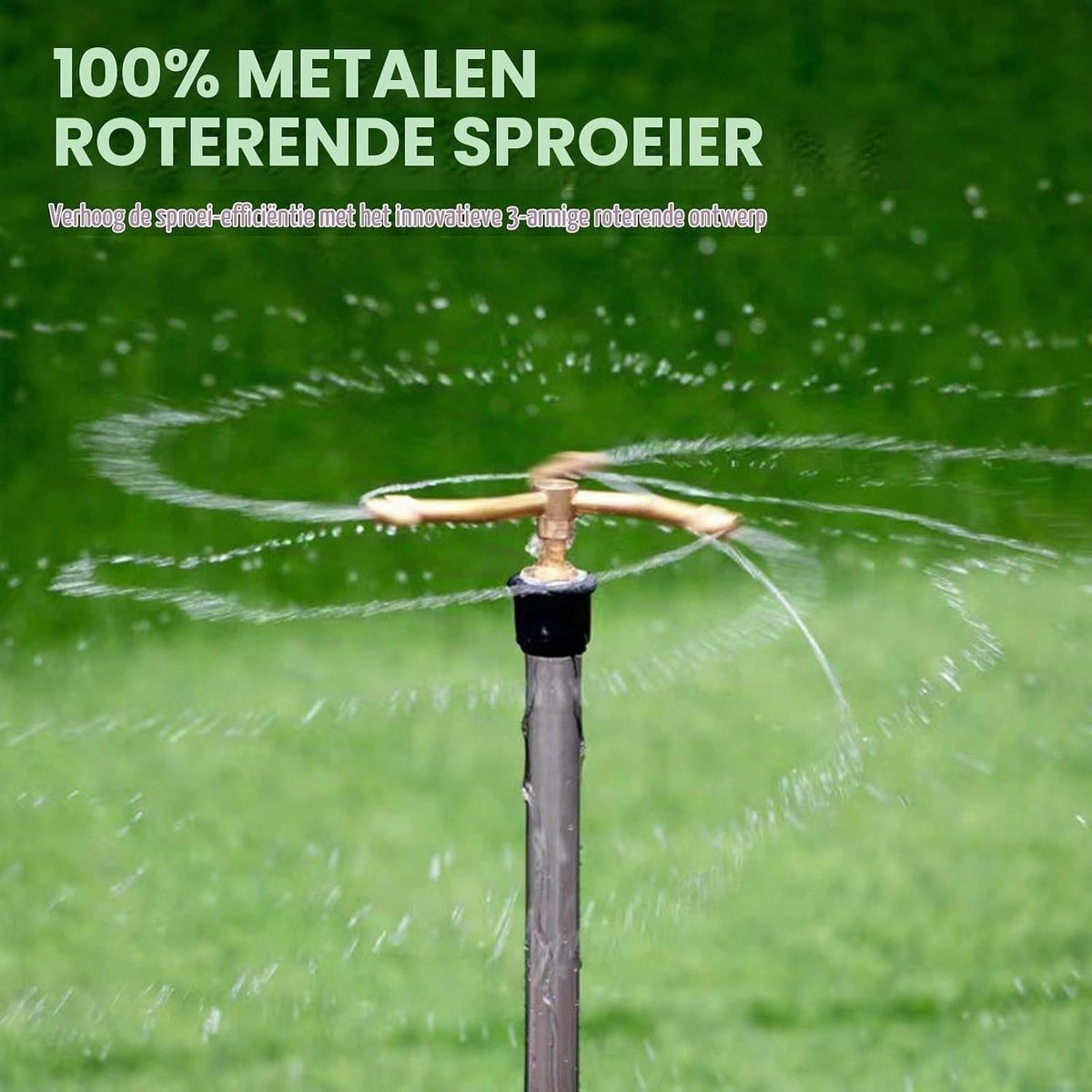 Duurzame Tuinsproeiers met Spikes, 3 Armen, 360° Automatische Rotatie, Ideaal voor Kleine en Middelgrote Tuinen, Waterbesparend en Efficiënt Sproeisysteem