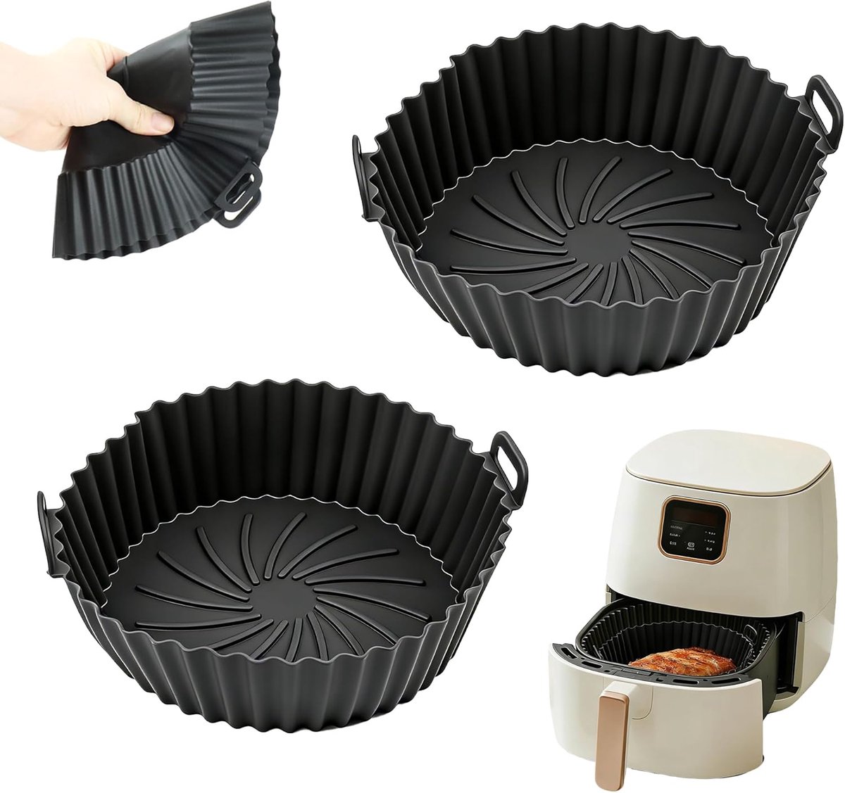 Siliconen bakvormen 2 stuks - herbruikbaar - zwart - ideaal voor luchtfriteuse en oven - SnelShoppen