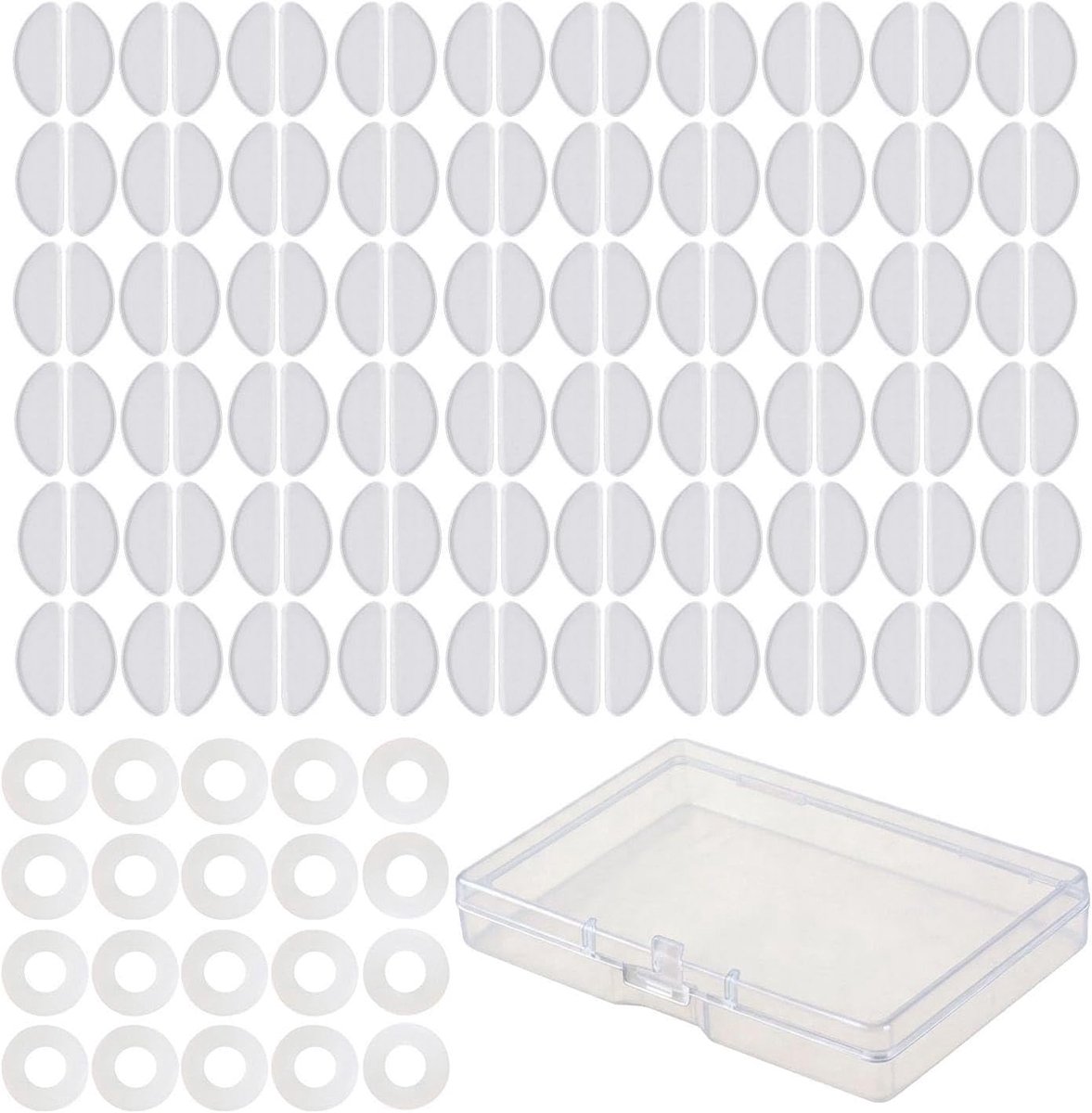 Silicone neuspads 60 paar - transparant - met anti-slip oorhaken - universeel voor brillen - ShopVlot