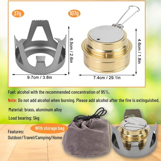 Dailygoody - Draagbare Camping Alcohol Stove - Ultralight Kachels - Ideaal voor Kamperen - Grijs - Backpacken - Handig voor Picknick en Barbecue — afbeelding 2