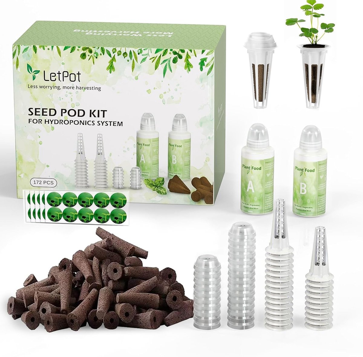 172-delige Zaadpod Kits voor Hydroponische Teelt - Groeien met Sponges en Groeiaccessoires
